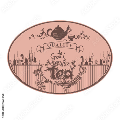 Vintage signboard tea shop.