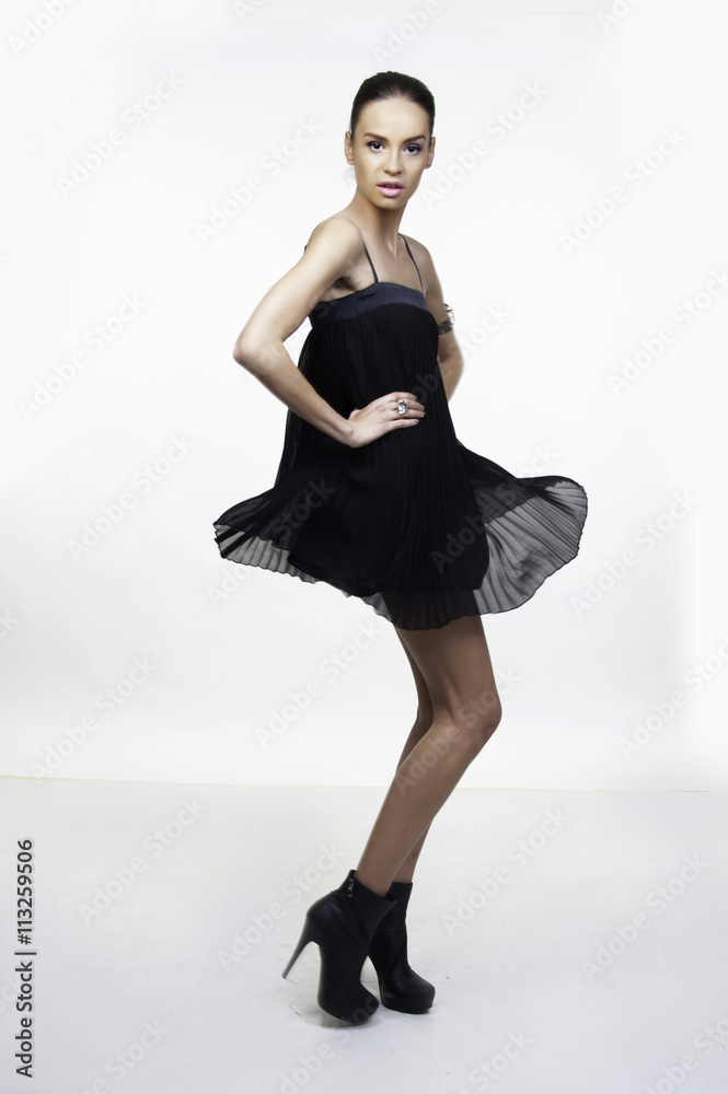 little black dress fashion model posing Stock Photo | Adobe Stock