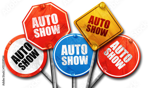 auto show, 3D rendering, rough street sign collection