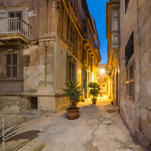 Ancient streets in Vittoriosa in Malta