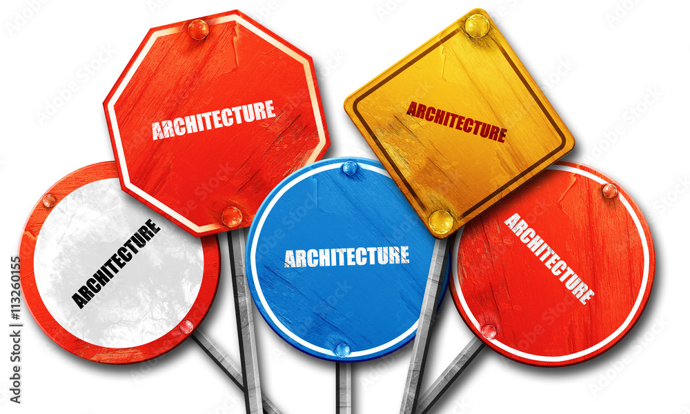 architecture, 3D rendering, rough street sign collection architecture, 3D rendering, rough street sign collection
