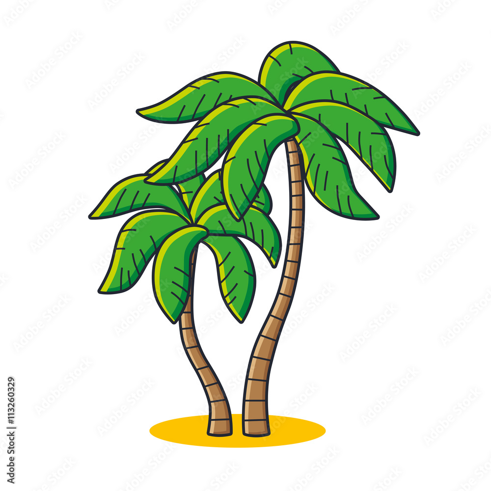 Naklejka premium Two palm trees icon.