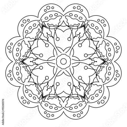 Relaxing coloring page with flowers for kids and adults, art therapy, meditation coloring book