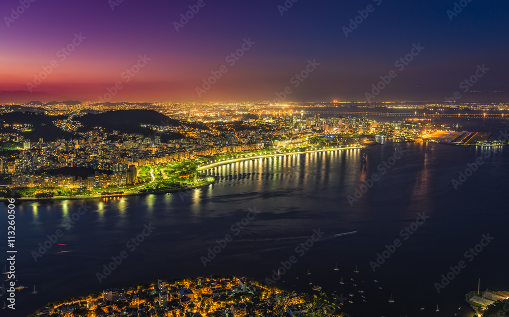 Fototapeta premium Sunset above Rio de Janeiro Botafogo Bay