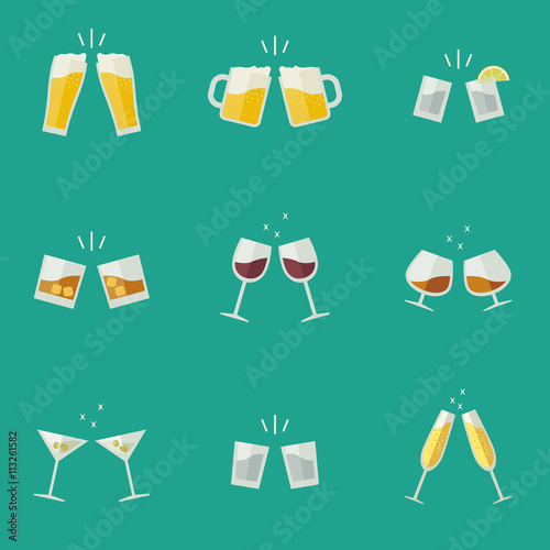Clink glasses icons.