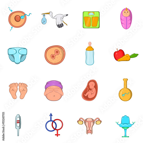 New born baby icons set