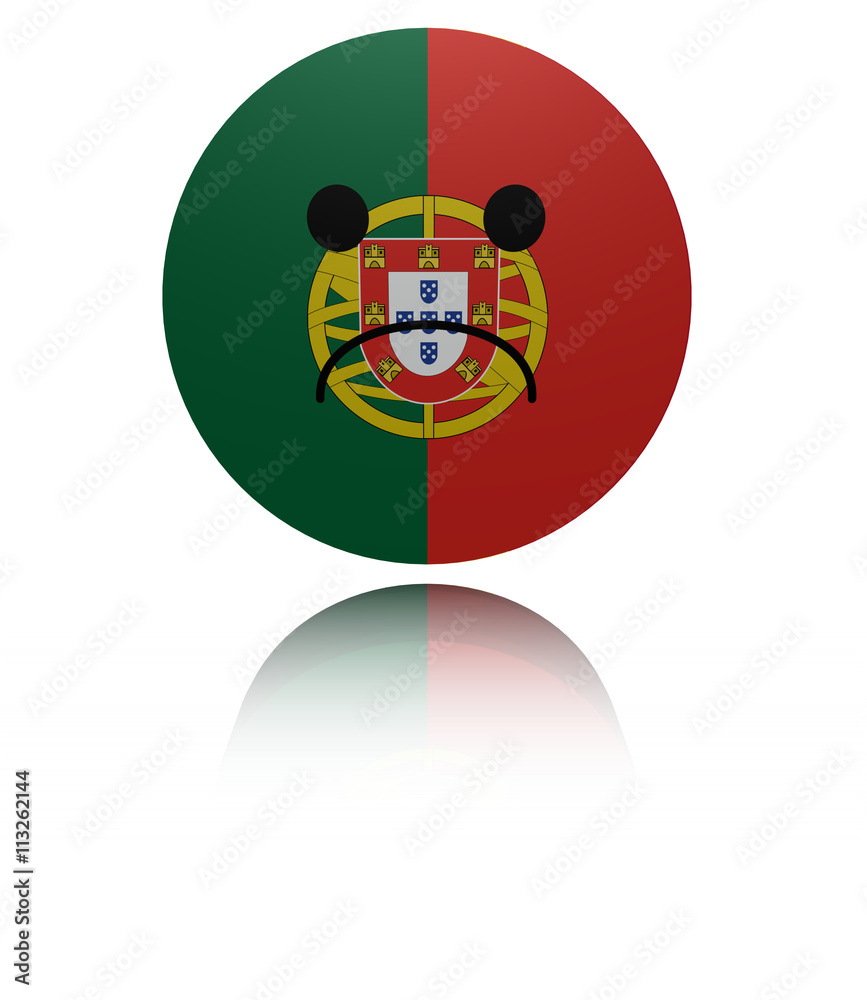Portugal sad icon with reflection illustration