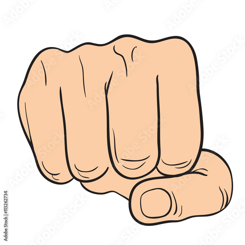 Hand with thumb finger, Symbol Hands compressed in a fist. Vector Illustration