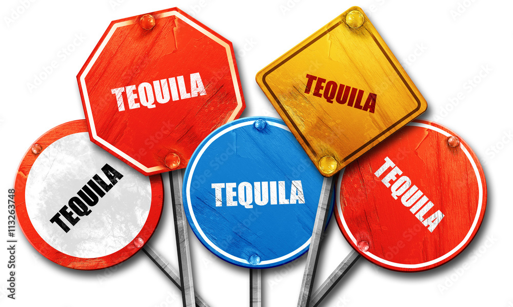 tequila, 3D rendering, rough street sign collection tequila, 3D rendering, rough street sign collection