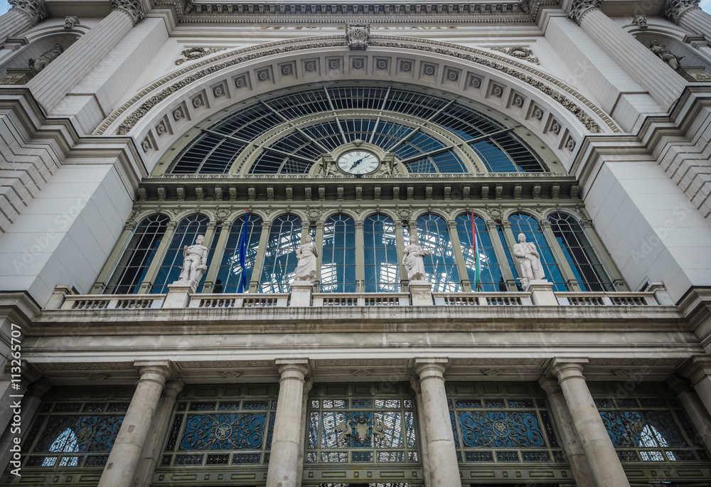 The front facade of East Railway (Keleti) station in Budapest,Hungary. The front facade of East Railway (Keleti) station in Budapest,Hungary.