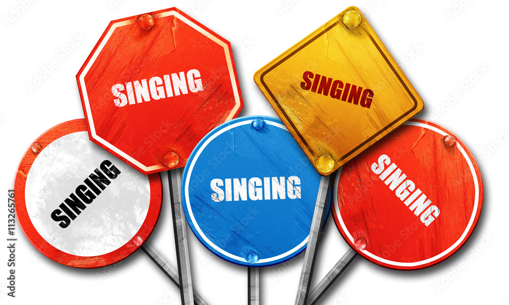 singing, 3D rendering, rough street sign collection singing, 3D rendering, rough street sign collection