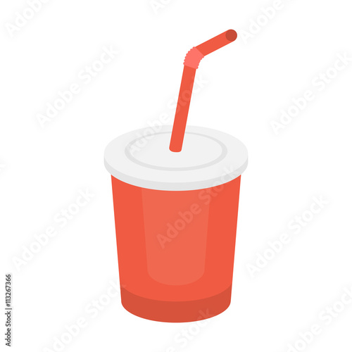 Cola drink cup vector icon in cartoon style for web