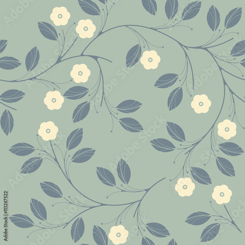 Endless pattern with stylish flowers and leaves