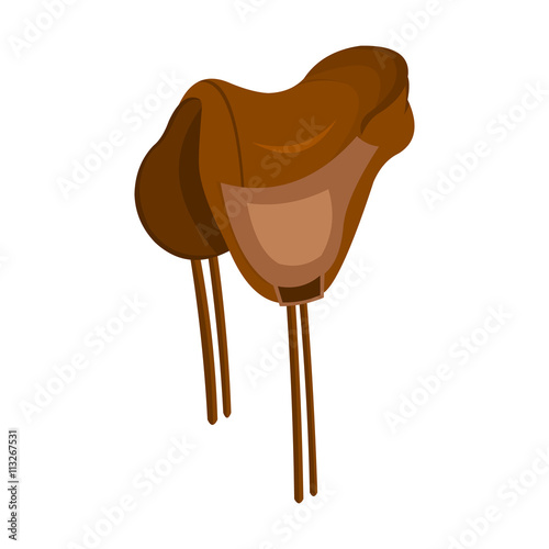 Saddle icon cartoon. Singe western icon from the wild west set.