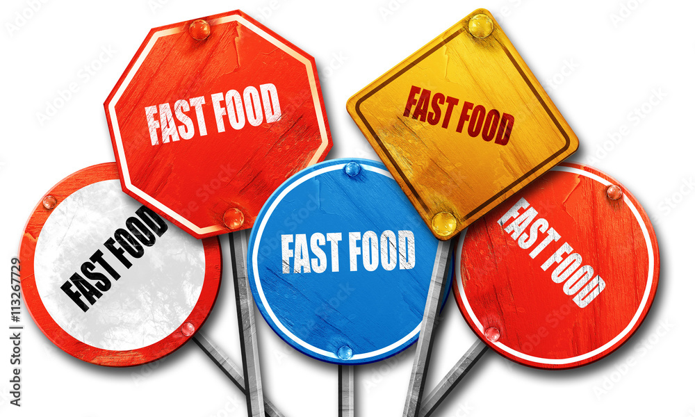 Delicious fast food, 3D rendering, rough street sign collection Delicious fast food, 3D rendering, rough street sign collection