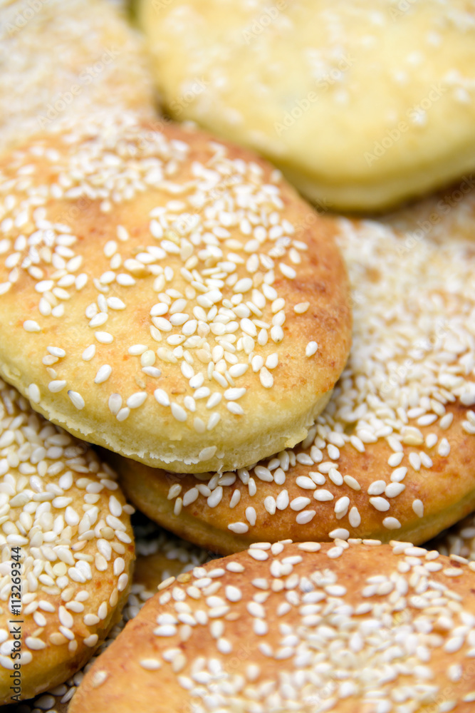 Oval cookies with sesame