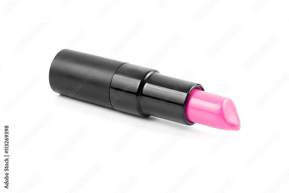 Open pink lipstick on white background Open pink lipstick on white background