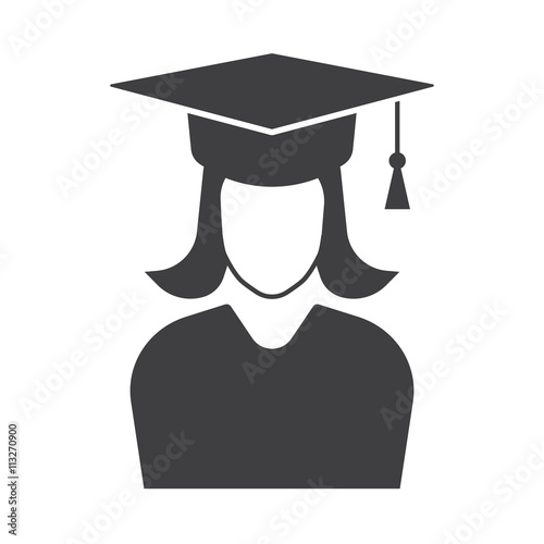 Graduation student icon girl.