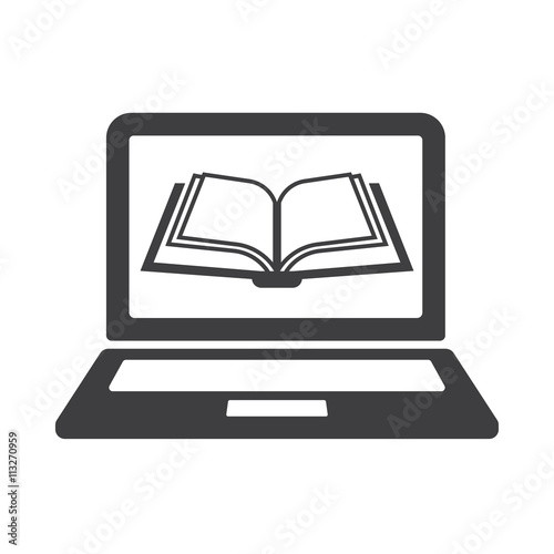 Book icon coming out of laptop screen concept for ebooks