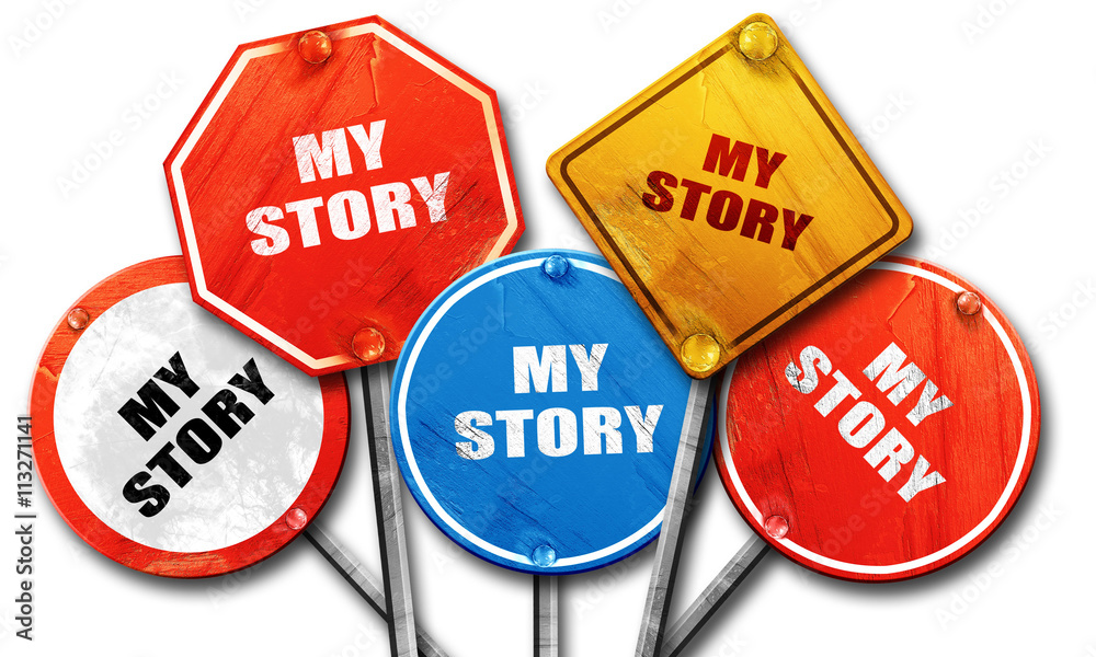 my story, 3D rendering, rough street sign collection my story, 3D rendering, rough street sign collection