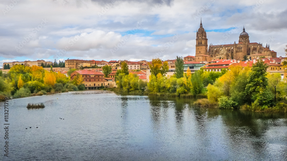 Beautiful view of Salamanca with Rio Tormes and Cathedral, Spain Beautiful view of Salamanca with Rio Tormes and Cathedral, Spain