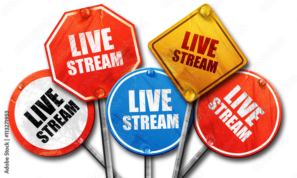 live stream, 3D rendering, rough street sign collection live stream, 3D rendering, rough street sign collection