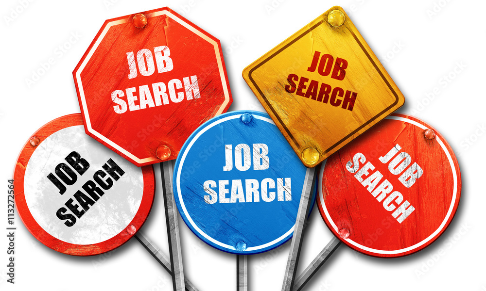 job search, 3D rendering, rough street sign collection job search, 3D rendering, rough street sign collection
