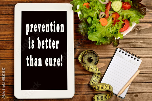 Bild auf Leinwand The words Prevention is better than cure on tablet pc