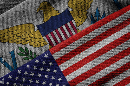 Flags of USA and US Virgin Islands on Grunge Texture photo