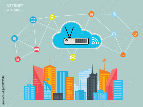 Thin line flat design concept for internet of things
