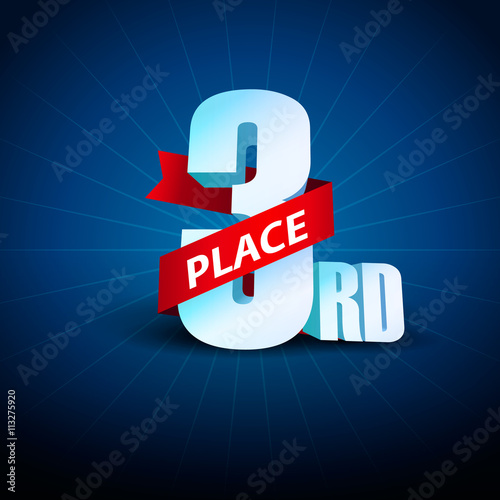 3rd place 3D on blue background