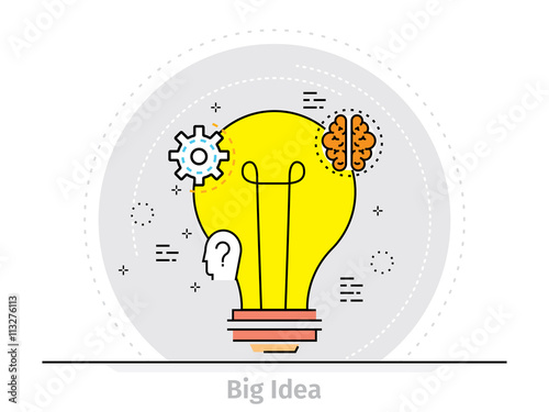 Thin line flat design concept of big idea