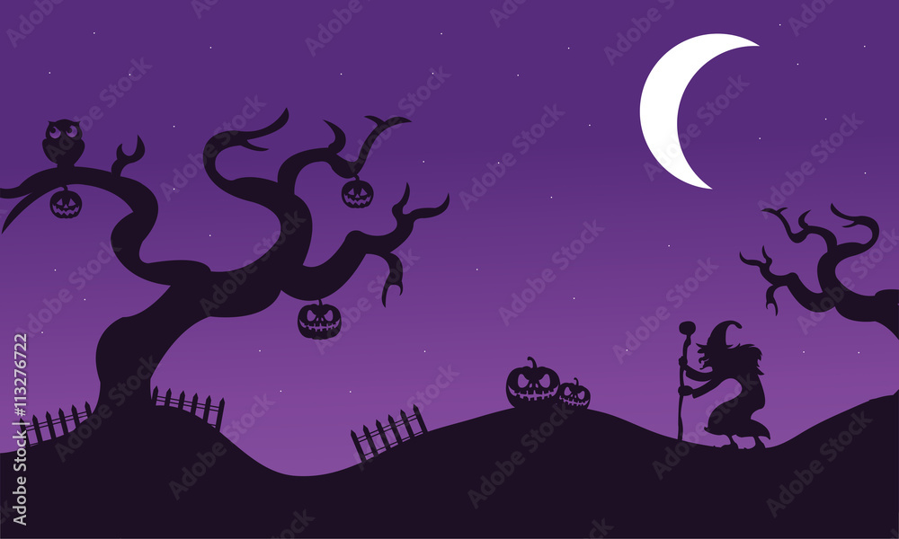 Set of Halloween withc banners Set of Halloween withc banners
