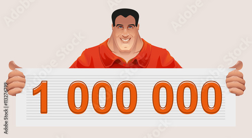 Man holding ticket to win. Check for million