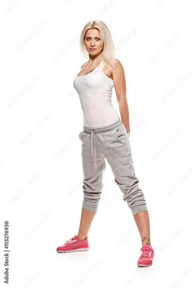 slim fitness sporty woman full length