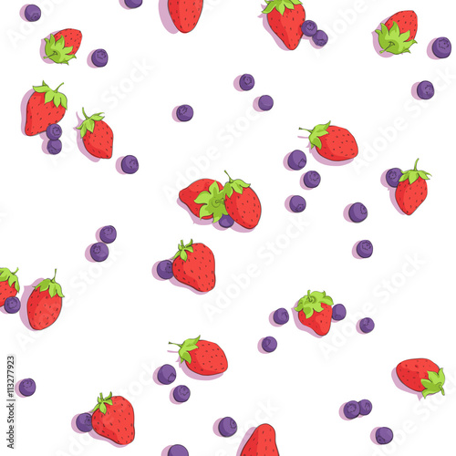 Fototapeta Naklejka Na Ścianę i Meble -  bright strawberries and blueberries