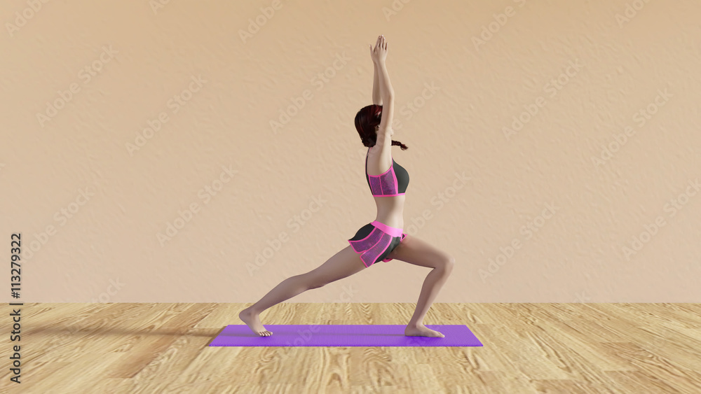 Fototapeta premium Yoga Class Warrior Salute Pose