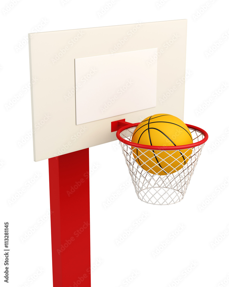 Basketball backboard isolated on white background. 3d render image.