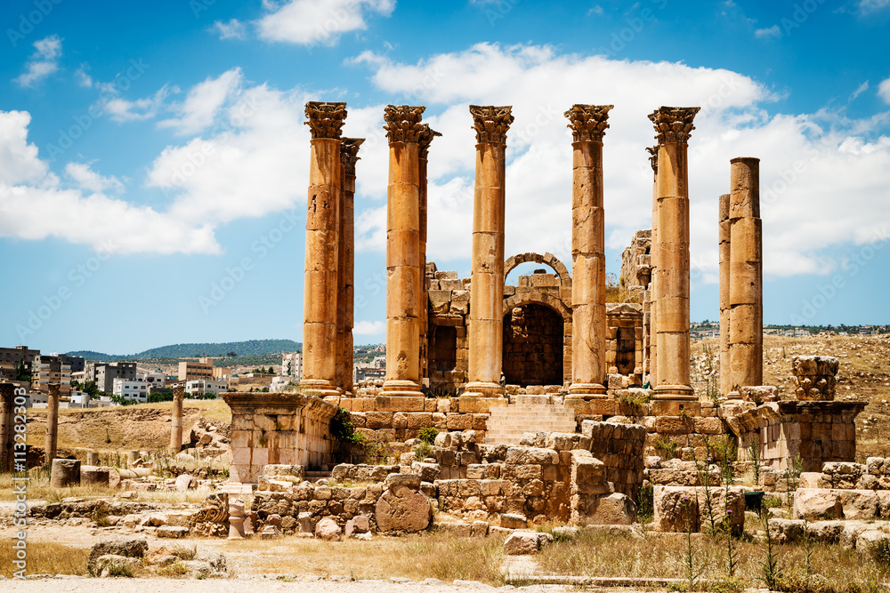 Temple of Artemis in the ancient Roman city of Gerasa,  Jerash, Jordan.