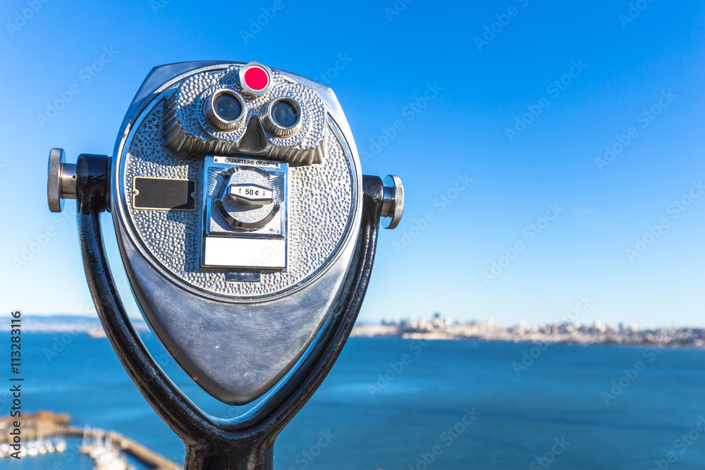 touristic telescope with sea in san francisco in fine day touristic telescope with sea in san francisco in fine day