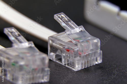 Telephone cable closeup photo