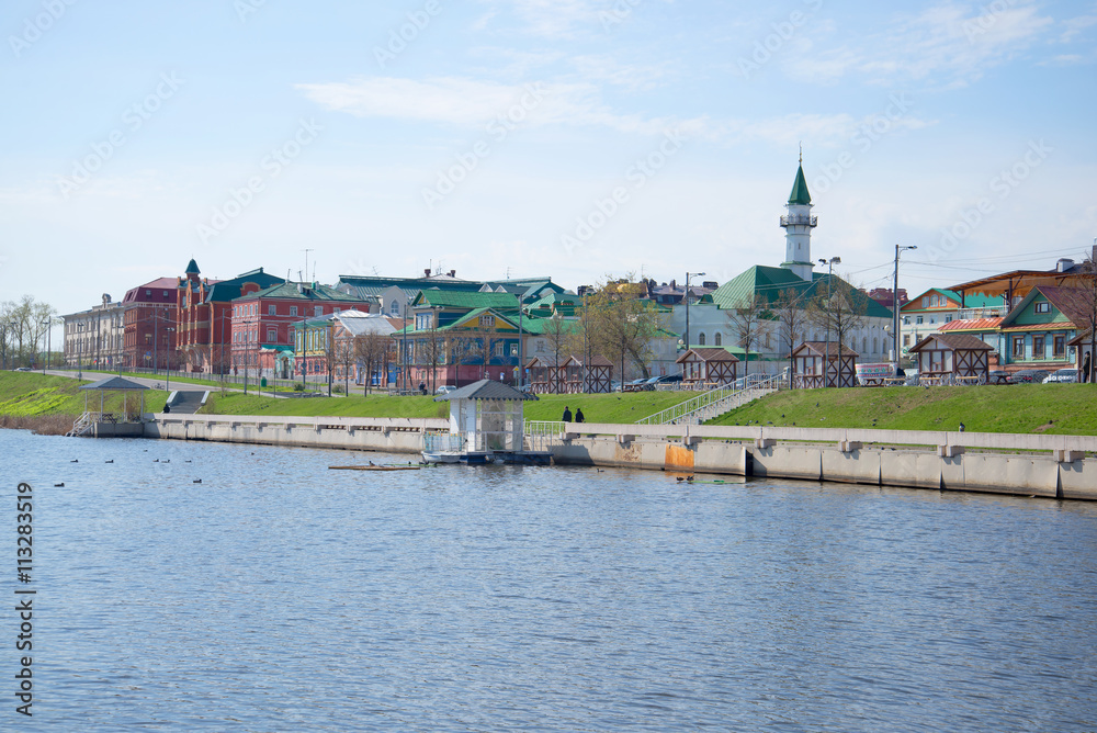 Obraz premium View of the Tartar Village with lake Nizhny Kaban. Kazan, Tatarstan