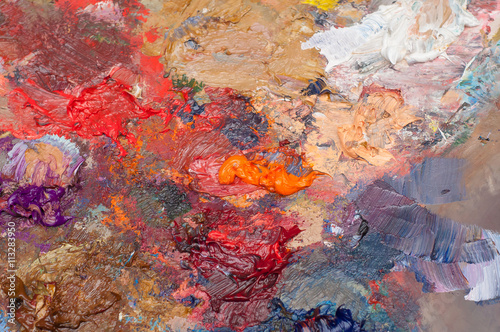 Colorful brushstrokes on artist's palette