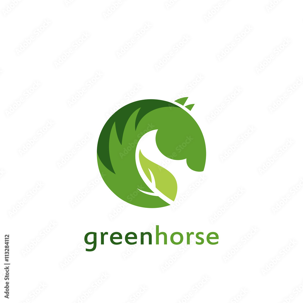 Vector sign or logo green horse. Vector sign or logo green horse.