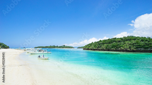 Tropical Japanese island beach with clear blue water, Ishigaki, Okinawa 