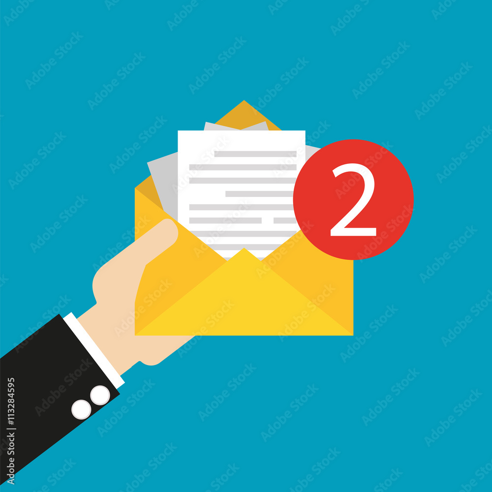 Email message concept. New, incoming message Email message concept. New, incoming message