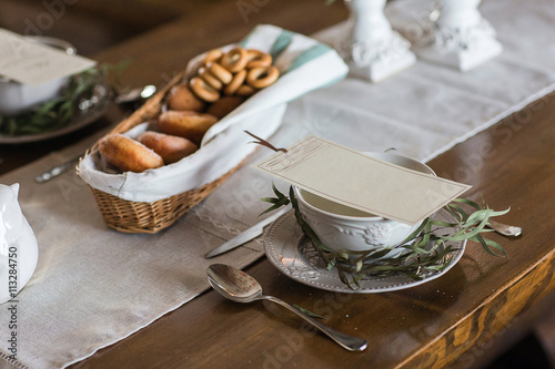 Served table the Russian style. photo