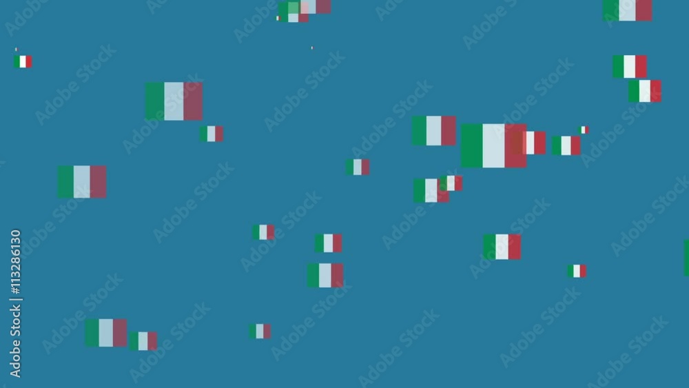 Isolated moving the Italy flag particles on blue background. Flag of the Italy. Italy national flags. Isolated moving the Italy flag particles on blue background. Flag of the Italy. Italy national flags.