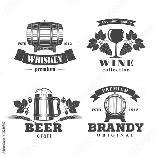 alcohol labels set