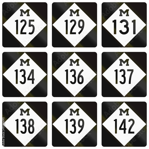 Collection of Michigan Route shields used in the United States photo